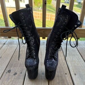 Pleasers black suede heels